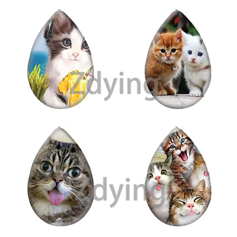 Zdying Милые Животные Кошки капля капли воды стекло кабошон фото бусины DIY Demo