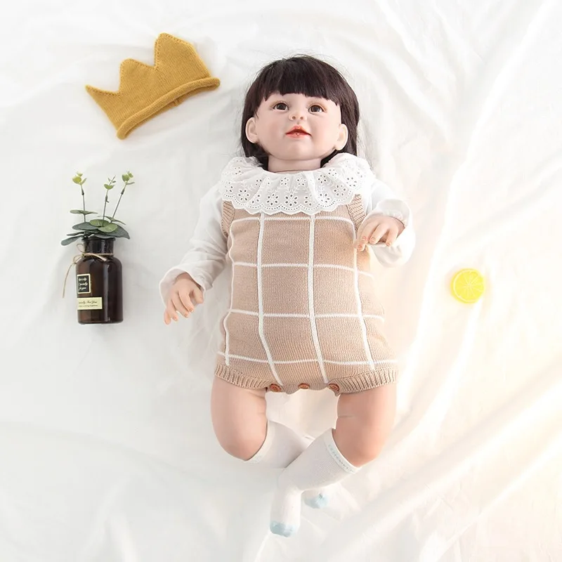 

2Pcs/Pack Infant Baby Girls Knitted Clothes Set Newborn Cotton Long Sleeve Top+Rompers Autumn Clothign Kids Fashion 0-2Years