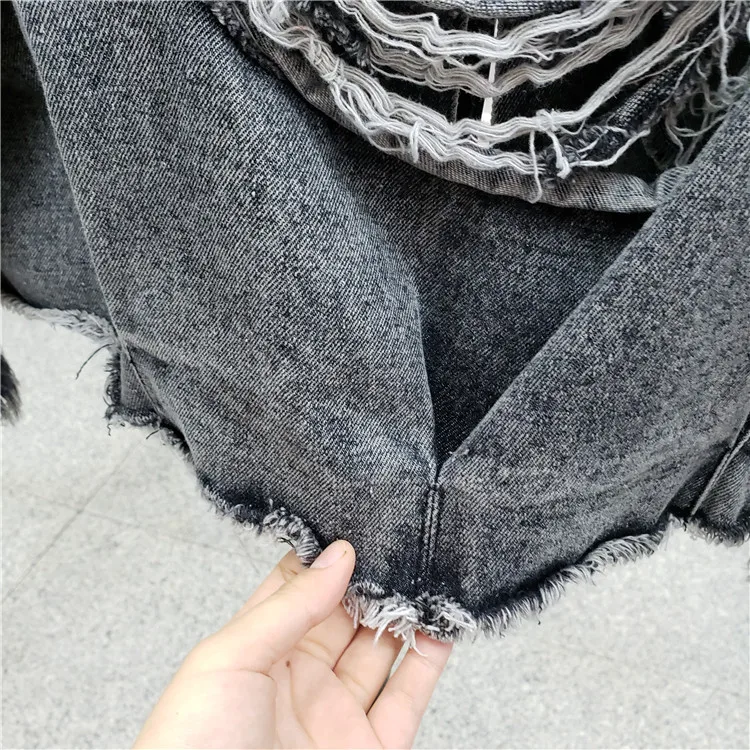 Женская Осенняя джинсовая куртка с кисточками и блестками | одежда