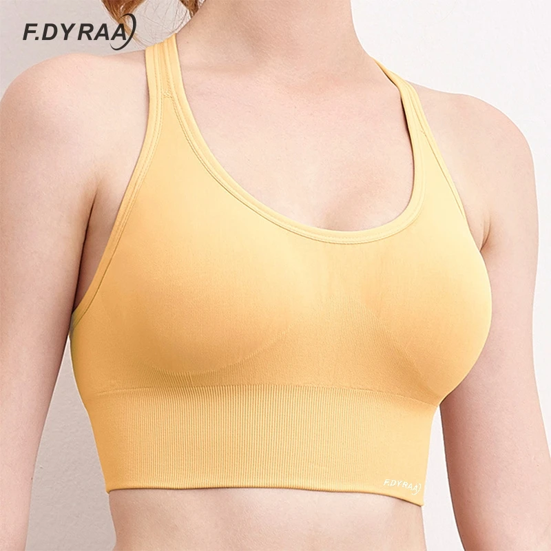 F.DYRAA женский спортивный бюстгальтер пуш ап укороченный топ для фитнеса