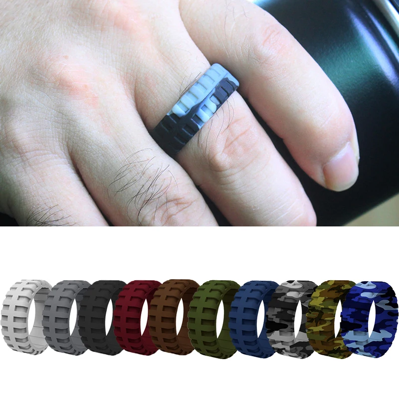 Пищевой класс FDA силиконовые кольца для мужчин 9 мм узор в шинах Силиконовое