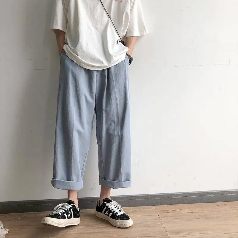 Мужские повседневные свободные офисные брюки однотонные Мешковатые Свободные