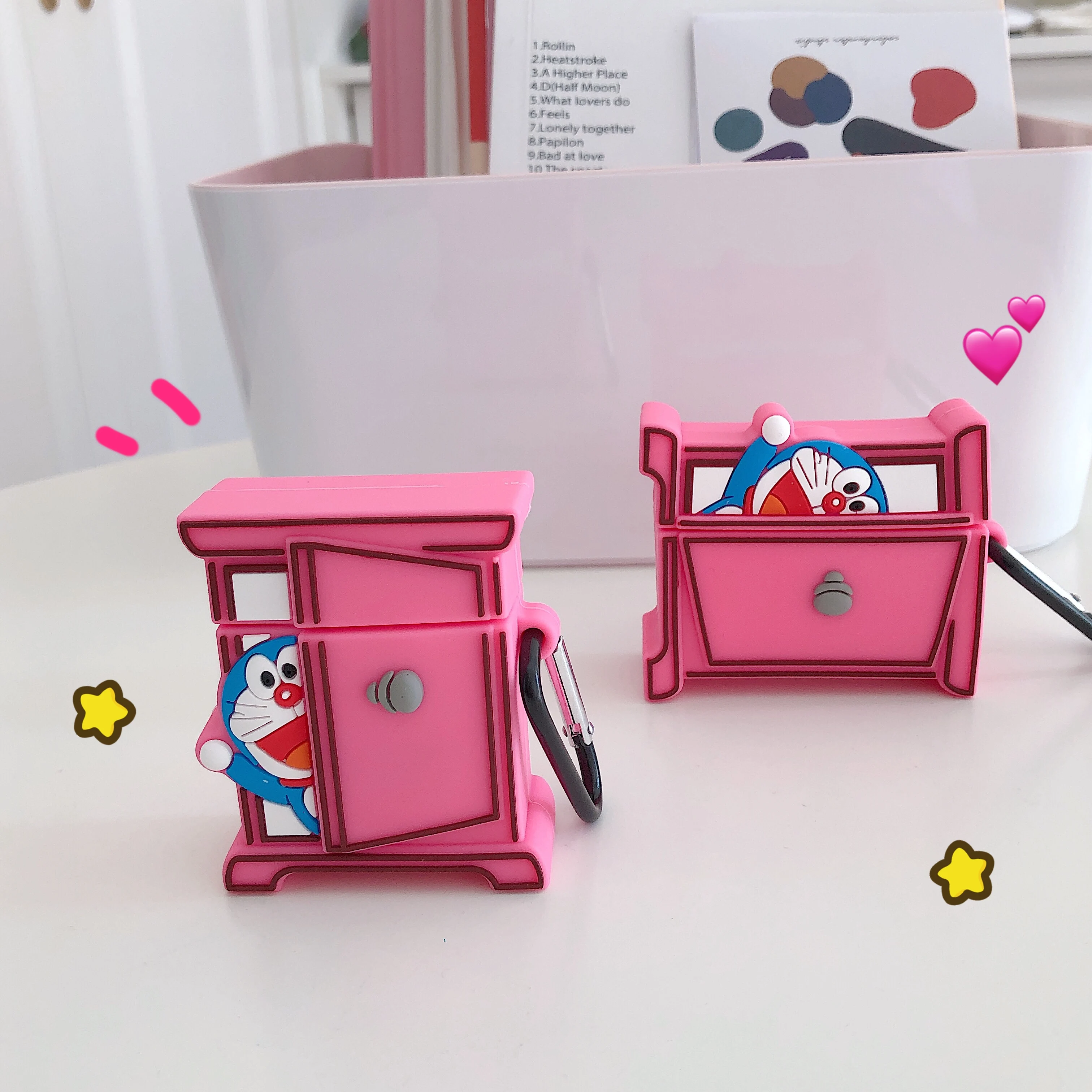 Doraemon мультфильм 3D Размер двери беспроводной Bluetooth чехол для наушников Apple AirPods 2 1