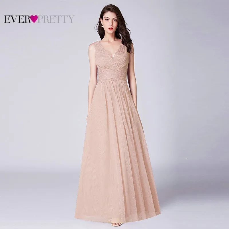 Длинные платья подружки невесты Ever Pretty A-Line с v-образным вырезом без рукавов, официальные свадебные платья для гостей Robe demoiseur D'honneur Rouge