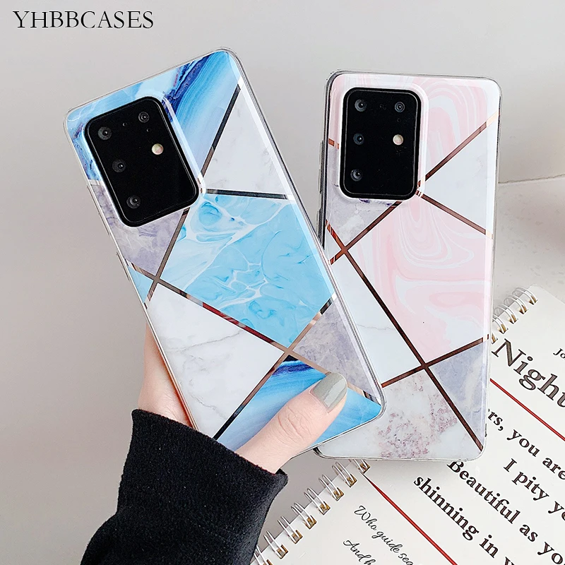 Модные ультрасеребристые мягкие чехлы YHBBCASES S20 с геометрическим рисунком и