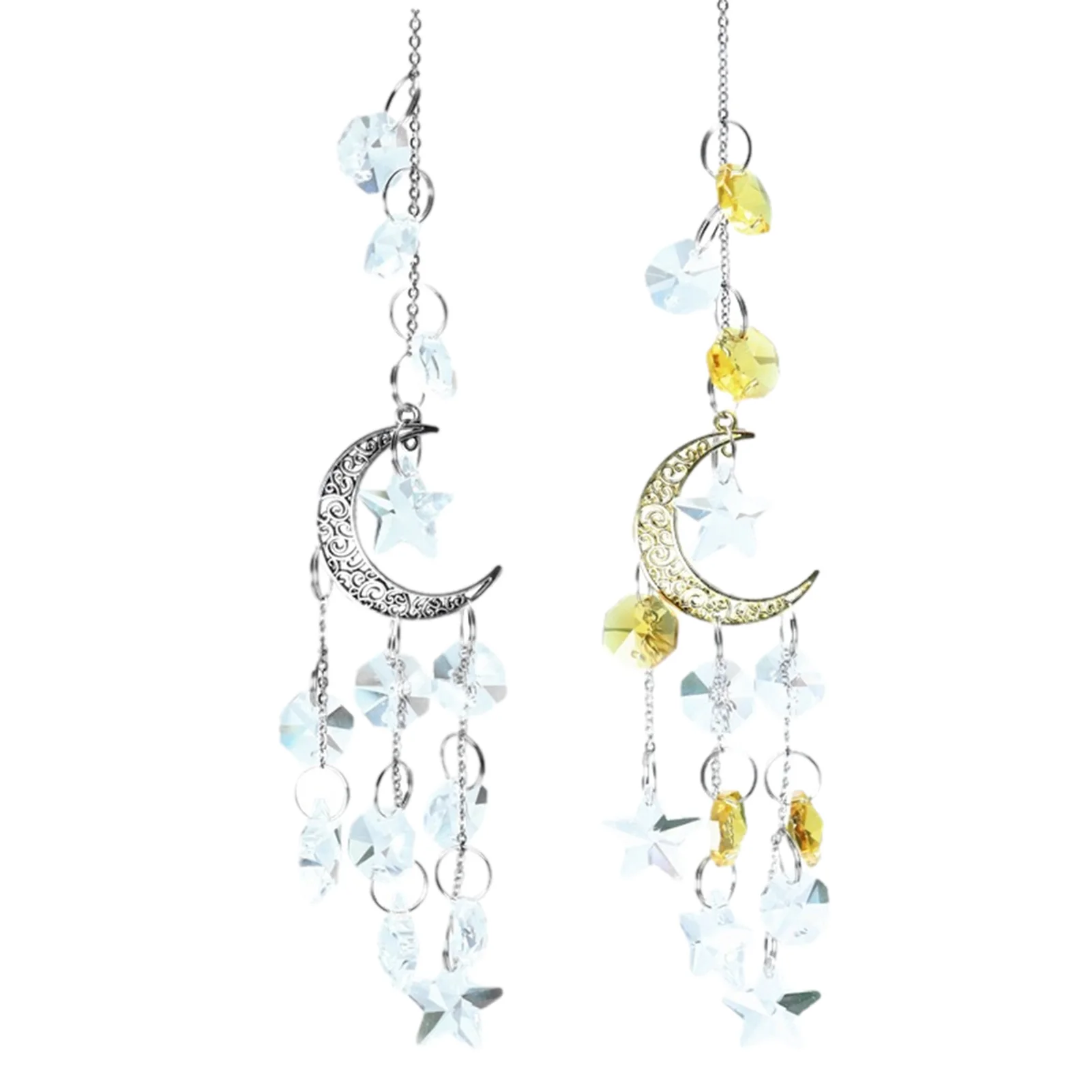 

Nordic Ins Prismatic Crystal Art Wall Hanging Five-pointed Star Wind Chime Moon Ornament Dormitory Baby Room Window Deco Pendant
