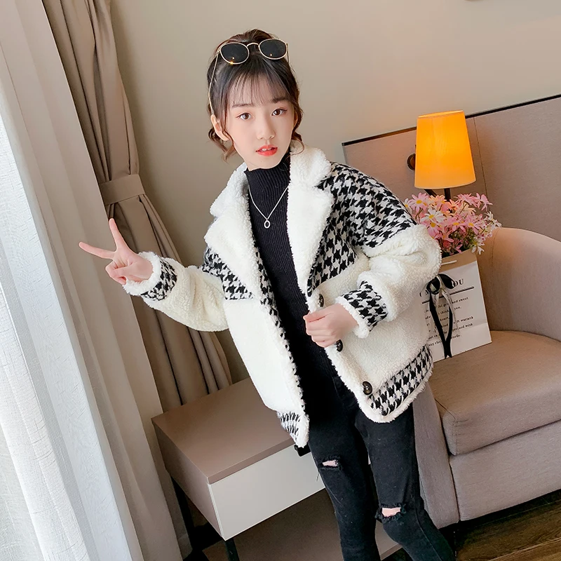 

2021 Elegant Thicken Winter Spring Warm Girls Coat School Teenagers Jacket Toddler Children Clothes Pocket Outwear High Quality