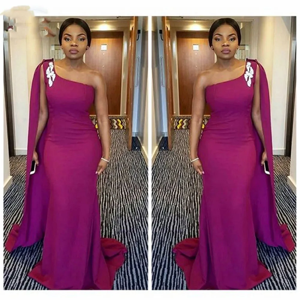 

2022 африканские вечерние платья русалки Длинные эластичные атласные платья на одно плечо для выпускного вечера на заказ