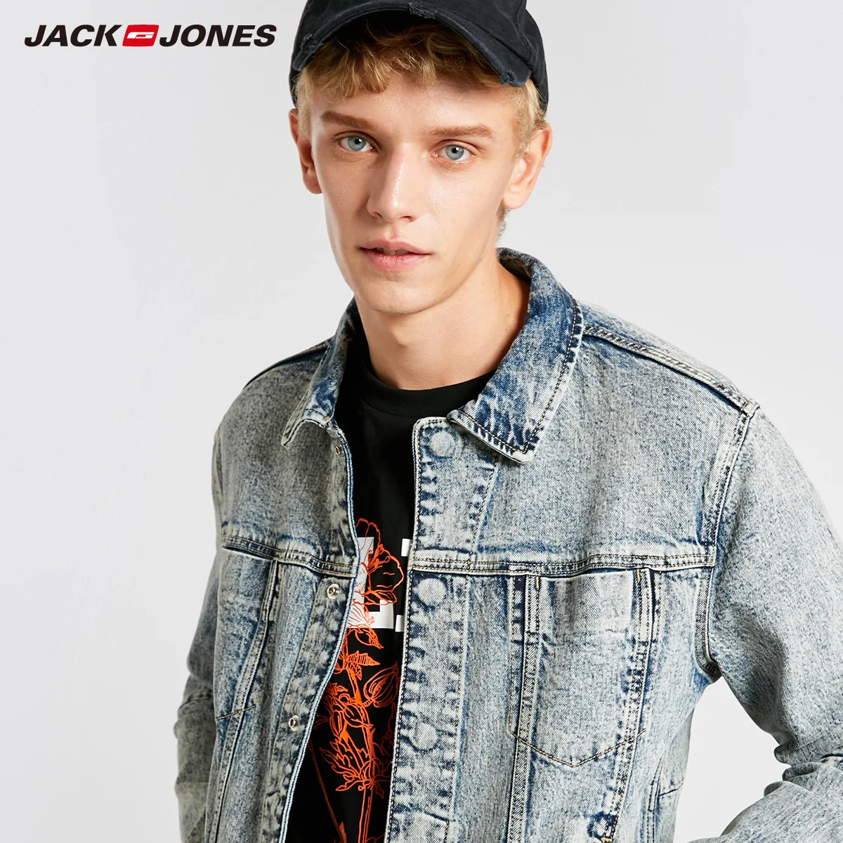 JackJones Мужчины Новый снежинка мыть досуг ковбой джинсовое пальто | 218357509|Мужские