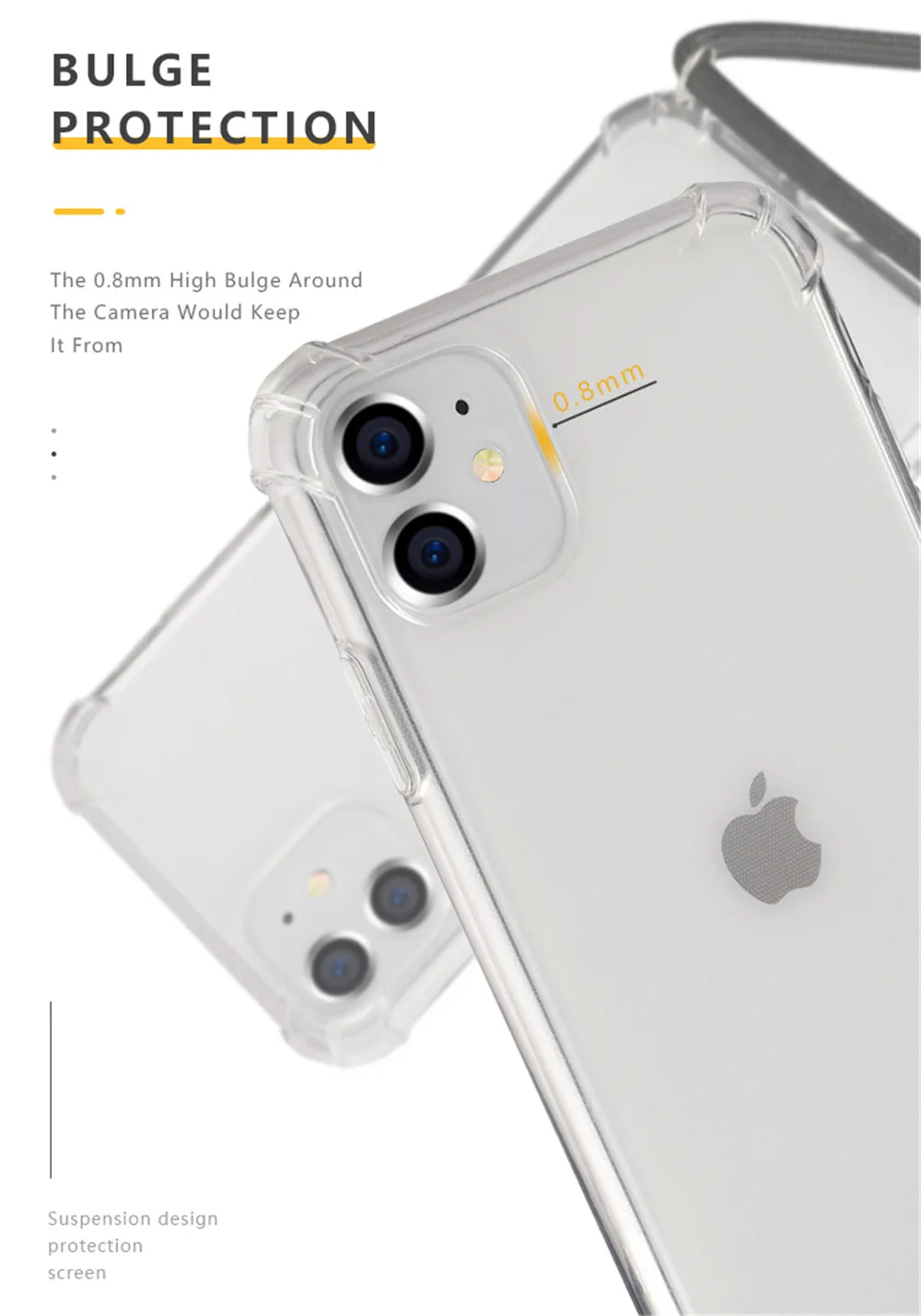 Moskado ремешок шнур цепь Прозрачный чехол для телефона для iPhone 11 Pro X XR XS Max 7 8 6 6s Plus 5 5S SE переноска ожерелье ремешок задняя крышка