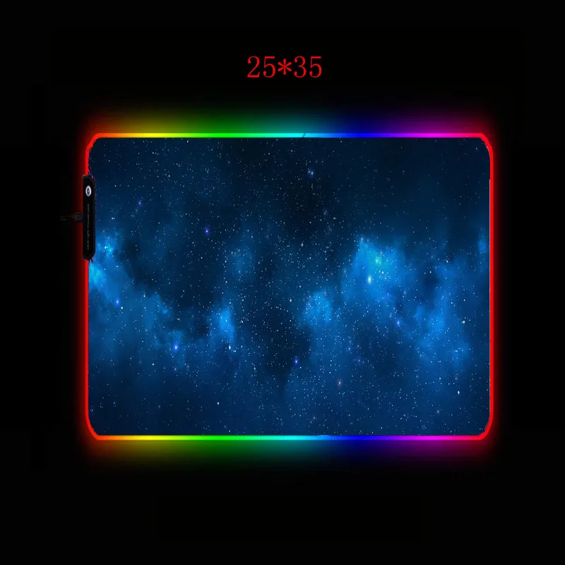 Большой игровой коврик для мыши Blue Starry Sky RGB компьютерный со светодиодной