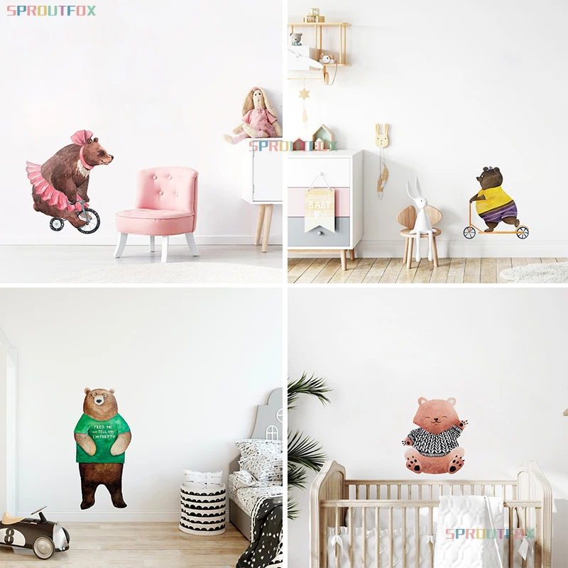 

Bear 3D Wall Stickers Home Decor Living Room Decoration Wall Stickers For Kids Rooms Bathroom Children For Stickers Wall Bedroom