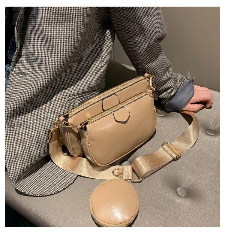 Модная женская сумка Кроссбоди из 3 предметов одноцветная универсальная через