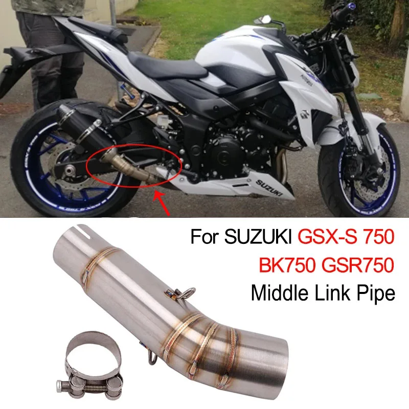 

Motorcycle Exhaust Modified Middle Link Pipe Escape Moto Connection Tube Muffler Slip On For SUZUKI GSX750 GSX S GSX-S 750 BK750