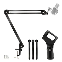 extended mic arm stand large with mic clip 58 screw adapter swivel mount upgraded heavy duty clamp for radio studio microphone