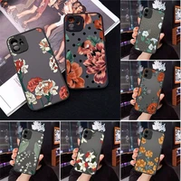 fashion flower phone case for iphone 13 12 11 mini pro xr xs max 7 8 plus x matte transparent back cover