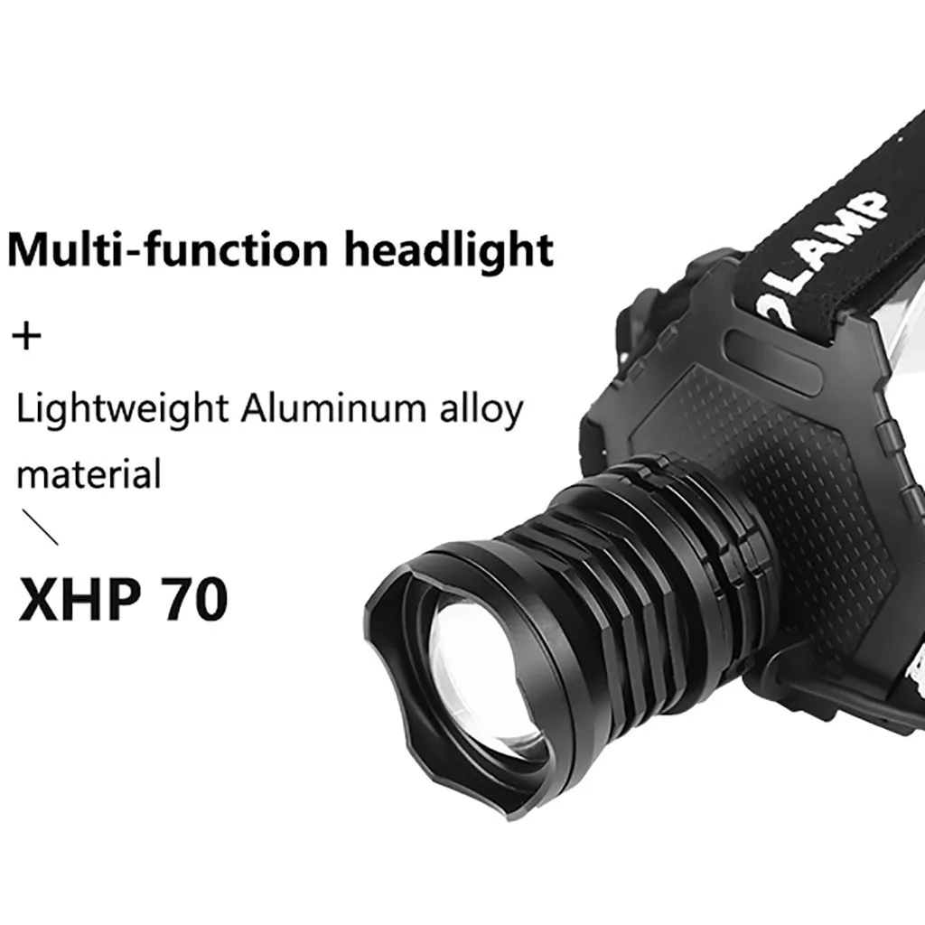 Светодиодный налобный фонарь XHP70 5 режимов телескопический зум с зарядным
