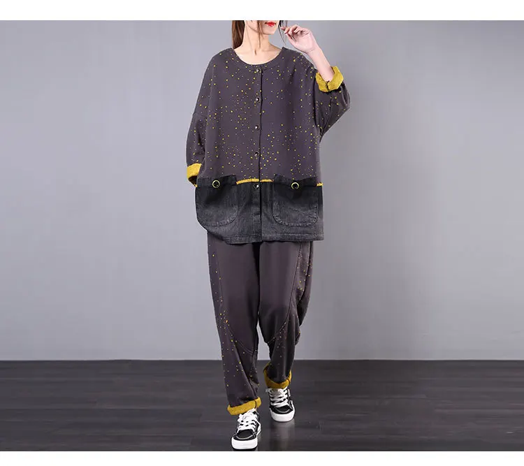 

2020 Spring Korean Fashion Ladies Loose Two Pieces Sets Womens Holes Suits Patchwork Streetwear Blouse Pants Tracksuit SA749S50