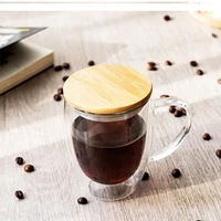 heat resistant transparent double glass coffee cup with cover milk whiskey tea beer cocktail vodka wine mug drinkware