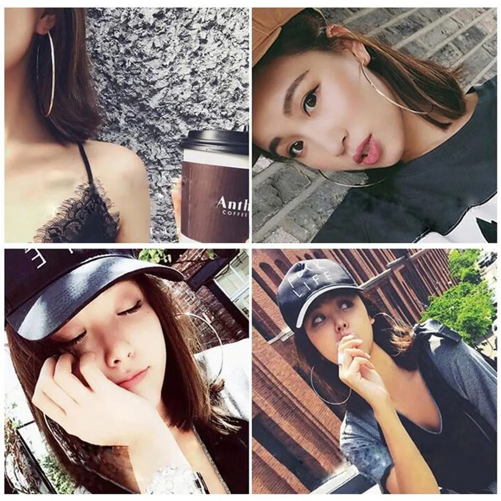 

New Circle Smooth Large Ring10cm Fashion Women Big Round Metal Ring Earrings Party Night Club Gold Silver Hyperbole Casual Chic