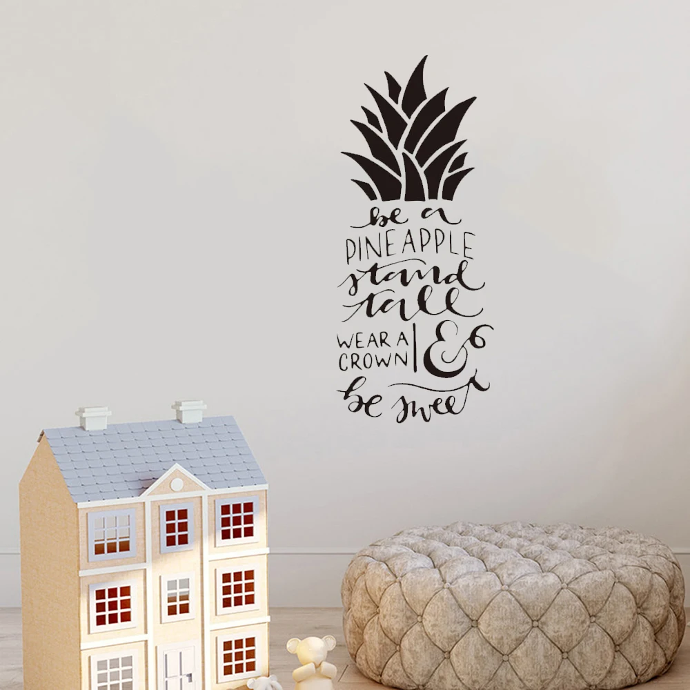 

Creative Beautiful Decals Pineapple Text Wall Sticker Art Design Home Decor Removable House wall Decor Art Mural Vinyl ov540