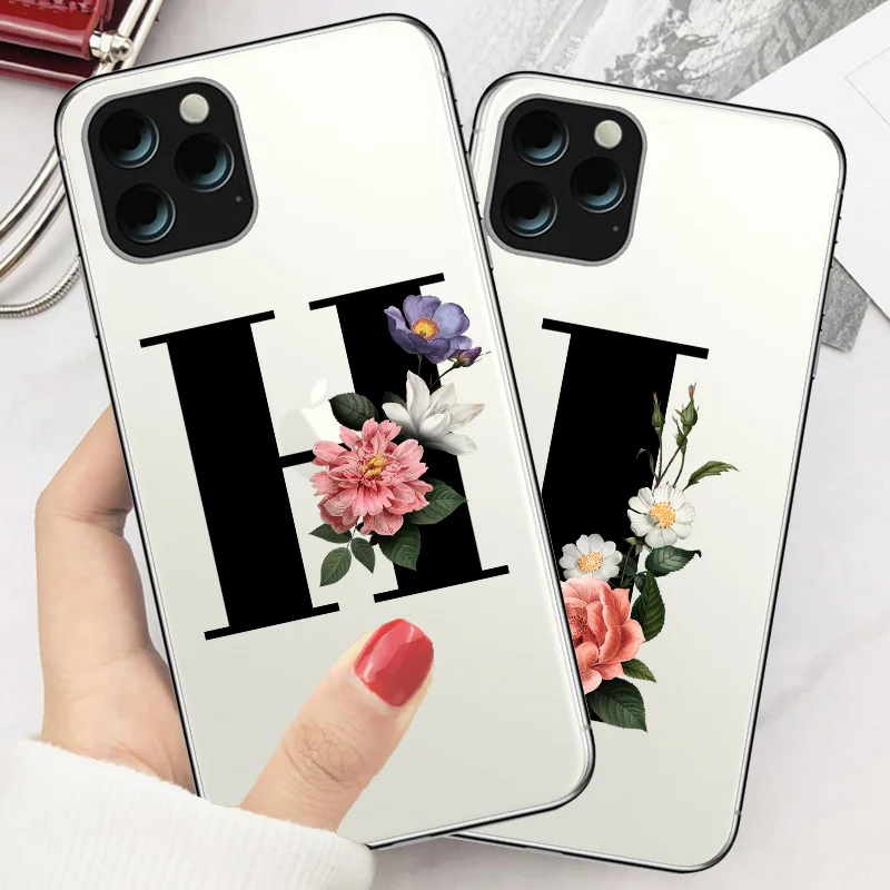 Мягкий чехол из ТПУ с буквенным алфавитом и цветочным принтом для iphone11 11PRO MAX 6S 5S 7S