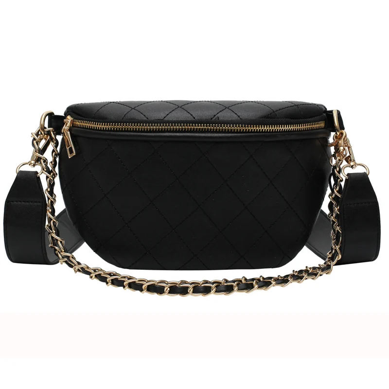 Black Waist pack Модная поясная сумка, Женская поясная сумка, поясная сумка, сумки из полиуретана, нагрудная сумка, сумка-банан, Lingge, женская сумка-бум, посылка через плечо - Цвет: Black Waist pack