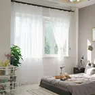 Однотонные занавески на окна ENHAO, тюлевые шторы для гостиной, спальни, кухни, современные прозрачные шторы, драпировка из тонкой ткани