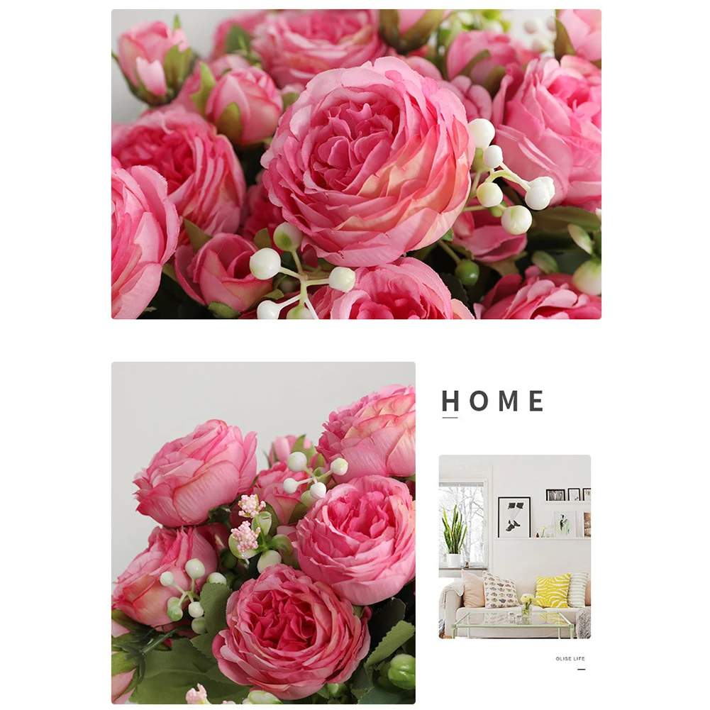 Букет из розового шелка пиона 30 см искусственные цветы 5 больших головок 4