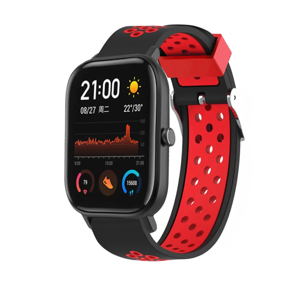 Спортивный силиконовый ремешок для Xiaomi Huami Amazfit GTS двухцветный дышащий спортивный