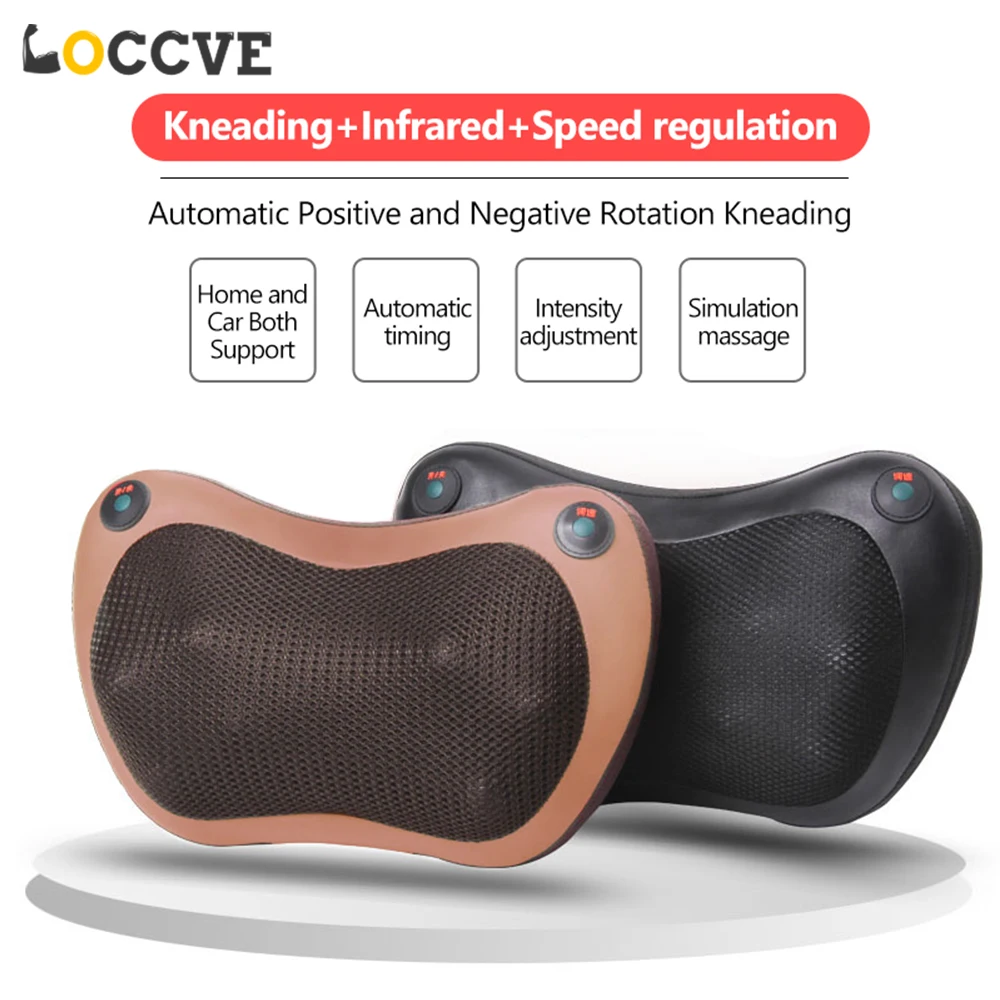 

Массажер для шеи LOCCVE, расслабляющая Массажная подушка для дома и автомобиля, для массажа шиацу с подогревом, разминающее инфракрасное устро...
