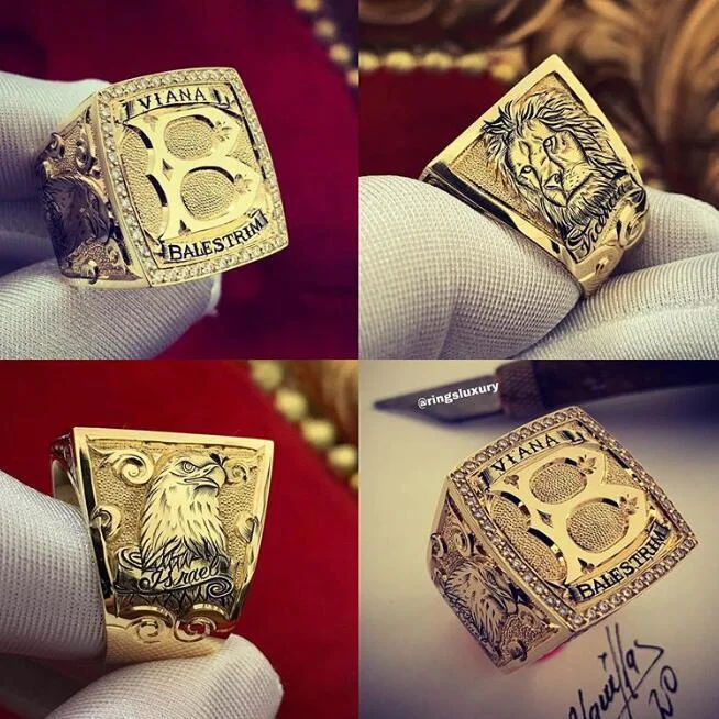

New fashion men's punk gold ring carving letter b ring wholesale