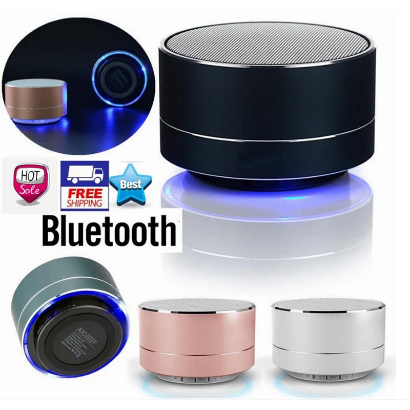 Портативный беспроводной Bluetooth динамик с мини светодиодом металлический
