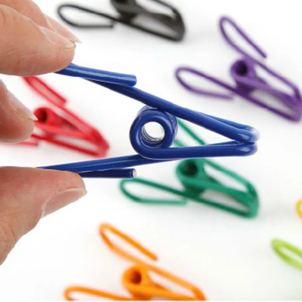 

50pcs Colorful Metal Clips Holders Clothespin (Random Color)