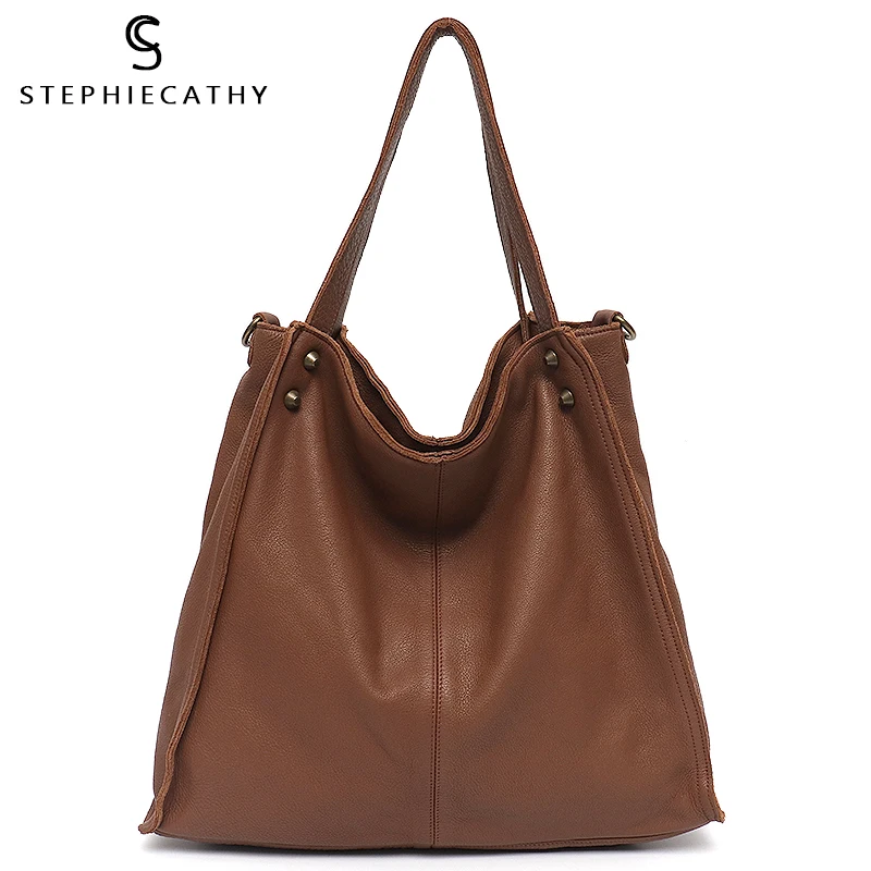 

Тоут SC Женский из высококачественной натуральной кожи, мягкие сумочки на плечо в стиле ретро, повседневная большая сумка-хобо, клатч через п...