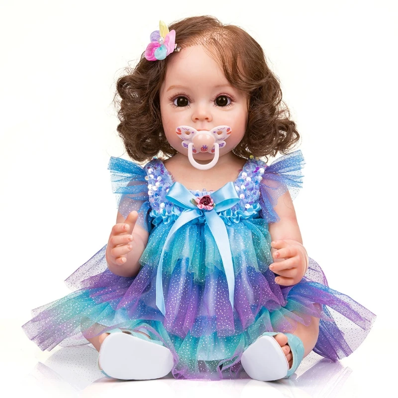

Коллекционная кукла 28EC 55 см, Интерактивная Реалистичная кукла-реборн с моющимися коричневыми волосами