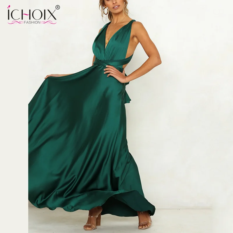 Женское вечернее платье бохо Элегантное Длинное Платье макси с глубоким v