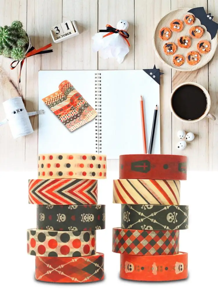 10 кругов/Набор Хэллоуин набор декоративного скотча Васи липкая клейкая бумага