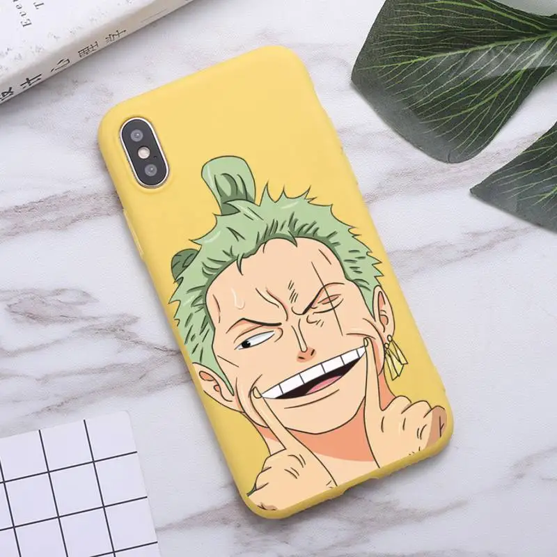 

One Piece Japan Anime Phone Case for iPhone 11 Pro Max X XR XS 8 7 6s Plus Candy yellow Silicone Cases