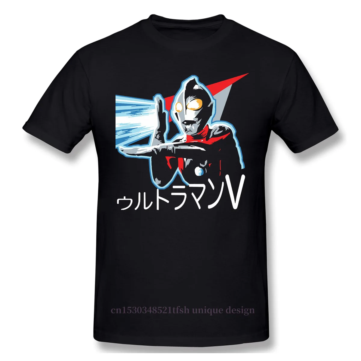 

High Quality Men Jananese Classic Anime Ultra Ultraman Tiga Black T-Shirt Power Man Pure Cotton Tees Harajuku Daily life