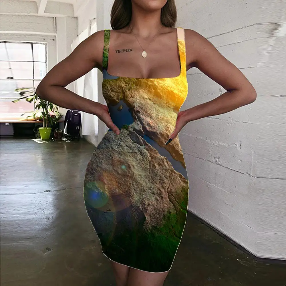 

Giyu Earth Dress Women Space Sundress Universe Vestido Sexy Novel 3d Print Womens Clothing Mini Evening Vintage Beach Femme