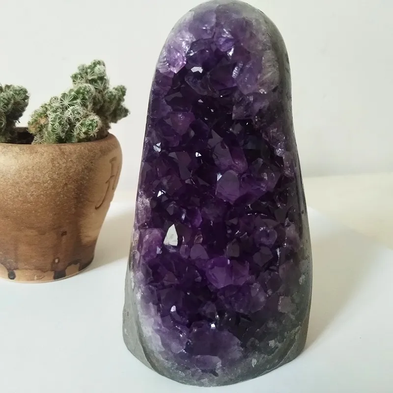 Высокое качество аметистовый геодезический камень кварцовый кластер домашний