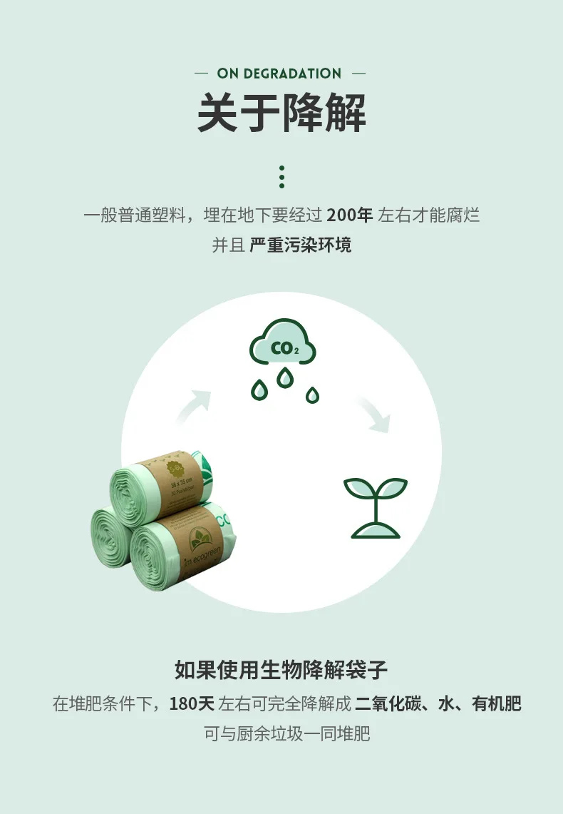 Полностью Разлагаемый мешок для мусора из пла кукурузного крахмала компост