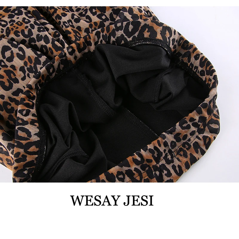 

WESAY JESI Brown Leopard Y2K Joggers Women High Waist Flare Pants Double Layer Mesh Girl Aesthetic Trousers Female Sweatpants