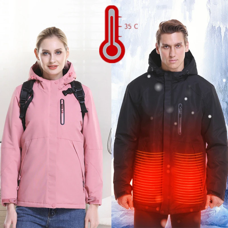 Мужская зимняя уличная куртка с инфракрасным USB-подогревом капюшоном