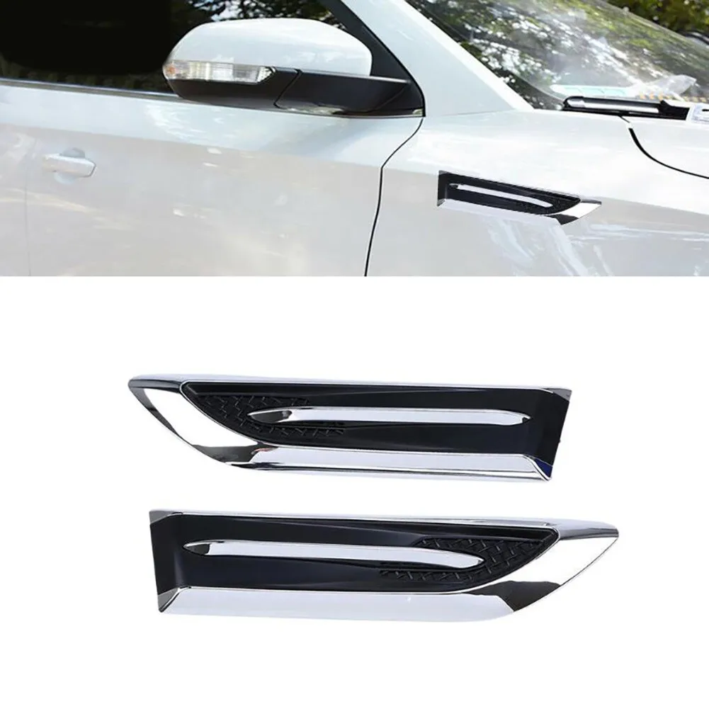 

2pcs Universal Car Auto Air Flow Fender Stickers Chrome Side Hood Vent Decals Auto Exterior Accessories