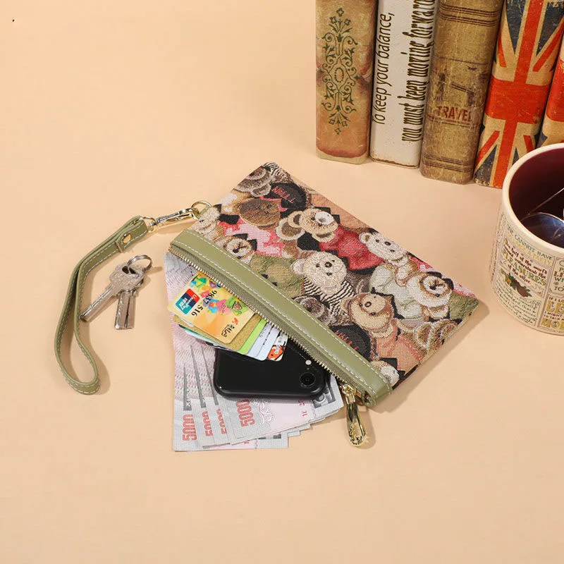 

2021 new bear series small handbag long women fashion clutch bag hand bag change mobile phone bag