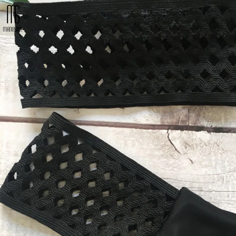 Manoswe новинка сексуальный черный купальник с лямкой через шею вырезом v-образный