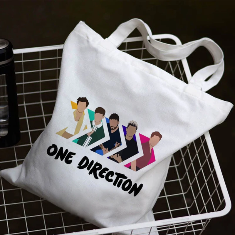 

One Direction Shopper Bag Tote Bag Handbags Shoulder Bag High Capacity Women Cotton Canvas Bag Beach Bag Reusable Shopping Bag