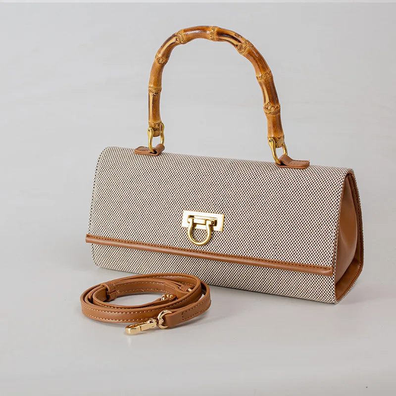 

Женская маленькая сумка из бамбука, яркая тканевая сумочка на одно плечо в стиле ретро, яркий праздничный чемоданчик на весну и лето